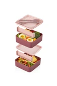 Miraçer Buca Lunch Box & Yemek Kabı & Erzak Kabı & Pinterest Çift Katlı Saklama Kabı - Pembe&Mürdüm - 3