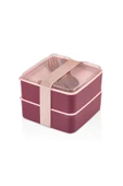Miraçer Buca Lunch Box & Yemek Kabı & Erzak Kabı & Pinterest Çift Katlı Saklama Kabı - Pembe&Mürdüm - 6