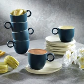 Schafer Aurora 6 Kişilik Kahve Fincan Seti 12 Parça-Lacivert/Bej - 1