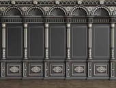 3D Siyah Panel Altın Motif ve Sütun Duvar Kağıdı Baskı - 7