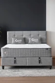 Mimoza Modeli Çift Kişilik Full Ortopedik Yataklı Sandıklı Baza ve Başlık Takımı 3 lü Set - 1