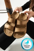 Albishoes Charlie Çift Cırtlı Çift Bantlı Yumuşak Rahat Taban Anatomik Günlük Bantlı Kadın Terlik - 1