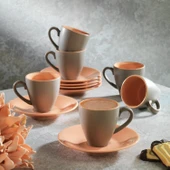 Schafer Aurora 6 Kişilik Kahve Fincan Seti 12 Parça-Pembe - 1