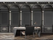 3D Siyah Panel Altın Motif ve Sütun Duvar Kağıdı Baskı - 4