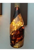 Led Işıklı Ahşap Kahverengi Vitray Cam Salon Bar Bahçe Dekoru Şampanya Şişesi Aplik 2'li Set - 7