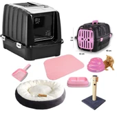 Timbox Başlangıç Kedi Seti Lüks Kapalı Tuvalet,taşıma Çantası,yatak,tırmalama,oyuncak,2li Mama Kap Kürek Hediye - 6