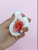Sevimli Kalp Squishy Simli Yumuşacık (7x9 cm) Kalp Sukuşi - Beyaz - 2