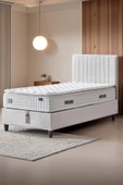 Zambak Tek Kişilik Sandıklı Baza + Full Ortopedik Antibakteriyel Pedli Yatak + Başlık  3 lü Set - 1