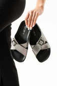 Albishoes Scarlett Kadın Tokalı Çapraz Anatomik Taban Konfor Hafif Rahat Taban Günlük Kadın Terlik - 2