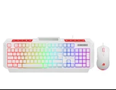 GameBooster KM-11W Knight Beyaz Klavye Mouse Set - 1