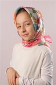 Şarabi Dijital Baskılı Çocuk Tesettür Eşarp Pamuk Polyester Renkli Kalp Desenli 6003_08 thumbnail 1