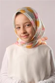 Gold Dijital Baskılı Çocuk Tesettür Eşarp Pamuk Polyester Pamuk Şeker Desenli 6002_03 thumbnail 1
