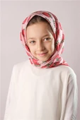 Kırmızı Dijital Baskılı Çocuk Tesettür Eşarp Pamuk Polyester Çilek Desenli 6001_31 thumbnail 1