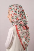 Kiremit Dijital Baskılı Çocuk Tesettür Eşarp Pamuk Polyester Vişne Desenli 6001_05 - 3
