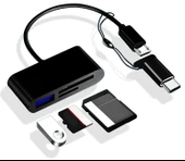 A5256 Type-C Micro Usb 3in1 Sd Micrsd Kart Okuyucu Otg Çevirici Kablosu - 2