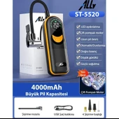 ALLY ST-5520 Dijital Basınç Göstergeli Oto Lastik Şişirme Pompası Hava Kompresörü - 6