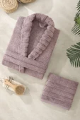 Deluxe %100 Pamuklu 4 Parça Bornoz Seti Bornoz Takımı Çeyiz Seti - 2