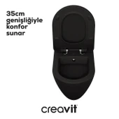 Creavit Terra Mat Siyah Asma Klozet + Duroplast Yavaş Kapanır Kapak + VitrA Siyah Gömme Rezervuar Set - 6