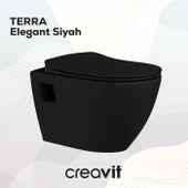 Creavit Terra Mat Siyah Asma Klozet + Duroplast Yavaş Kapanır Kapak + VitrA Siyah Gömme Rezervuar Set - 5