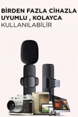 K9 2li Type-C + Lightning dönüştürücülü Kablosuz Yaka Mikrofonu 2li - 3