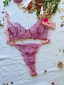 LOVE SECRET Dantelli, Desenli Sütyen ve Tanga Şık ve Rahat Kadın İç Giyim - 1