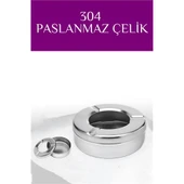 Modacar Kapaklı Paslanmaz Yuvarlak Küllük - Kapaklı 304 Çelik Kül Tablası - Kafe Küllüğü Restoran Küllüğü - 1
