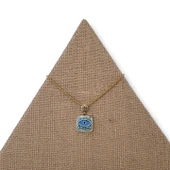 İlham Perisi Pirinç Çini Taşlı Çelik Zincir Kolye thumbnail 1