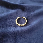 Renkli Taşlı Sıralı Düğüm Kadın Yüzük Gold - 2