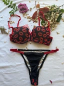 LOVE SECRET Dolgulu, Desenli Sütyen ve Tanga Kadın İç Çamaşır Takımı - 1