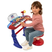 Bontempi Elektronik 37 Tuşlu Ayaklı Mikrofonlu Işıklı Tabureli Org Seti Kırmızı - 3