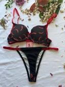 LOVE SECRET Dolgulu Biber Desenli Sütyen ve Tanga Kadın İç Çamaşır Takımı - 1