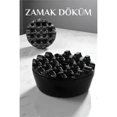 Modacar Kapaklı Zamak Döküm Yuvarlak Küllük Metal Kül Tablası - Kafe Küllüğü SİYAH - 1