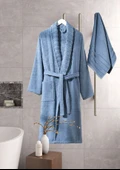 Bornoz - Havlu Seti Carla İndigo Mavi S/M+50x90cm - 3