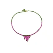 Düşen Damlalar Pembe Kadın Boncuk Kolye thumbnail 3