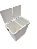 Gold Ikili Dokunmatik Çamaşır Sepeti Çöp Kovası Temizlik Kovası Kirli Sepet 80 Litre-MT009 - 5