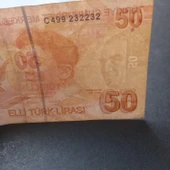 Escoines Koleksiyon 39963680c0f3c8658a 9.Emisyon 50Türk Lirası Güzel Numara C499 232232 thumbnail 5