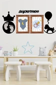 Deco103 Supermen Dekoratif Duvar Süsü Tablo Aksesuar Ahşap Tasarım Hediye Pano Sticker Seti - 2