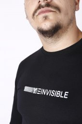 Erkek Siyah Invisible Yazılı Uzun Kollu Sweatshirt 21ESWTINVS - 5