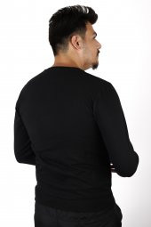 Erkek Siyah Invisible Yazılı Uzun Kollu Sweatshirt 21ESWTINVS - 8