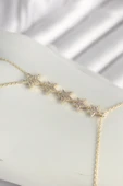 Pirinç Gold Renk Zirkon Taşlı Yıldız Model Kadın Şahmeran - TJ-SN617 - 2