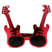 Kırmızı Renk Rockn Roll Gitar Şekilli Parti Gözlüğü 15x15 Cm - 1