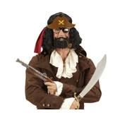 Kahve Renk Şapkalı Siyah Sakallı Lu Jack Sparrow Denizci Korsan Gözlüğü 24x25 Cm - 3