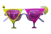 Sarı Pembe Renk Martini Parti Gözlüğü - 1