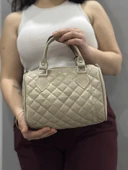 Kapaksız kapitone bej cilt çanta thumbnail 2