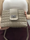 Kapaklı kapitone vizon cilt çanta thumbnail 5