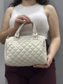 Kapaksız kapitone krem cilt çanta thumbnail 2