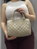 Kapaksız kapitone bej cilt çanta thumbnail 4