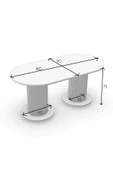 mokaparkavm Yemek Masası Oval Dekoratif Ahşap Ayaklı Gri Mutfak Masası - 7