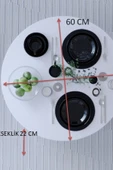 mokaparkavm Kozalak Yuvarlak Katlanabilir Ayaklı Gri Yer Sofrası 60 Cm Çaplı - 3