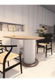 mokaparkavm Yemek Masası Oval Dekoratif Ahşap Ayaklı Gri Mutfak Masası - 1